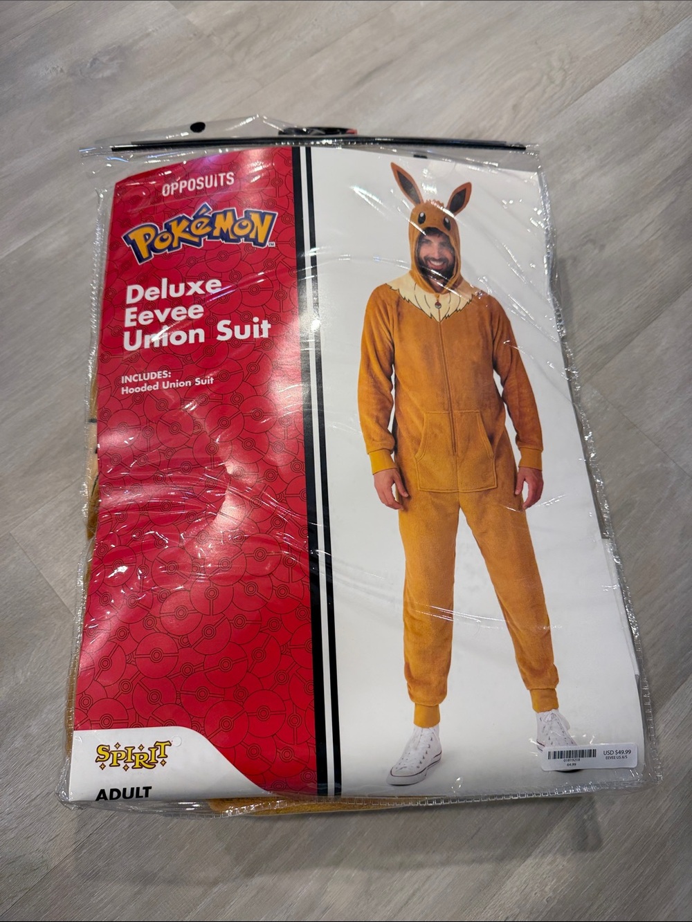 Spirit Adult size XS-S Pokémon Deluxe Eevee Hooded Union Suit - Tan